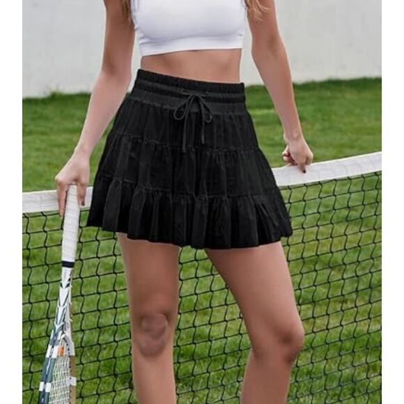 Tennis Skirts for Women Golf Skirt High Waisted with Shorts Black size medium - Picture 2 of 3